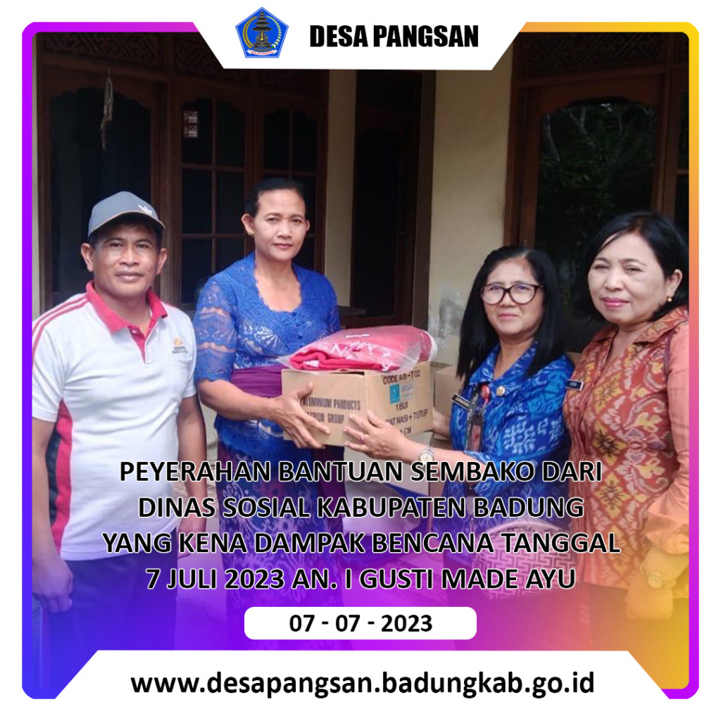 Penyerahan Bantuan Sembako Dampang Bencana Dari Dinas Sosial Kabupate Badung